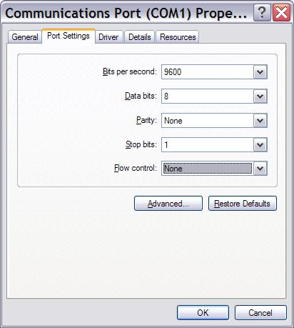 serial port config